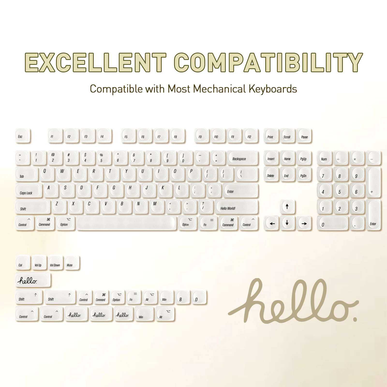 YUNZII Ceramic Jade Keycap Set, 126-Key Translucent MOA Minimalist Style, Dye-Sub PC Silky-Like Keycaps for Mechanical Keyboard