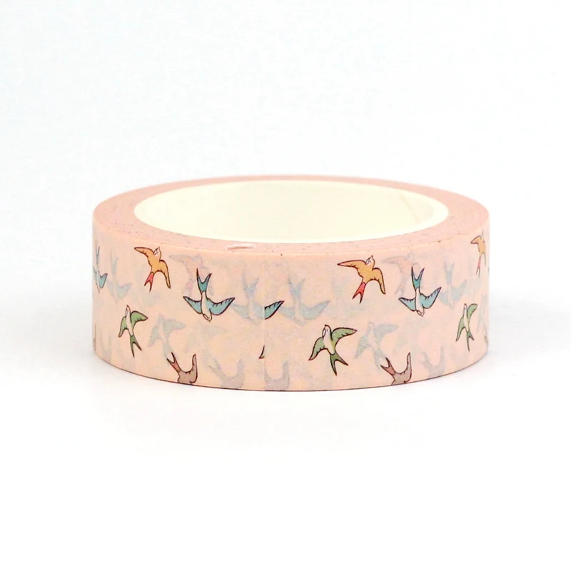 2023 NEW 1X 10M Decorative Neutral Beige Swallow Paper Washi Tape for Planner Adhesive Masking Tape Kawaii Papeleria