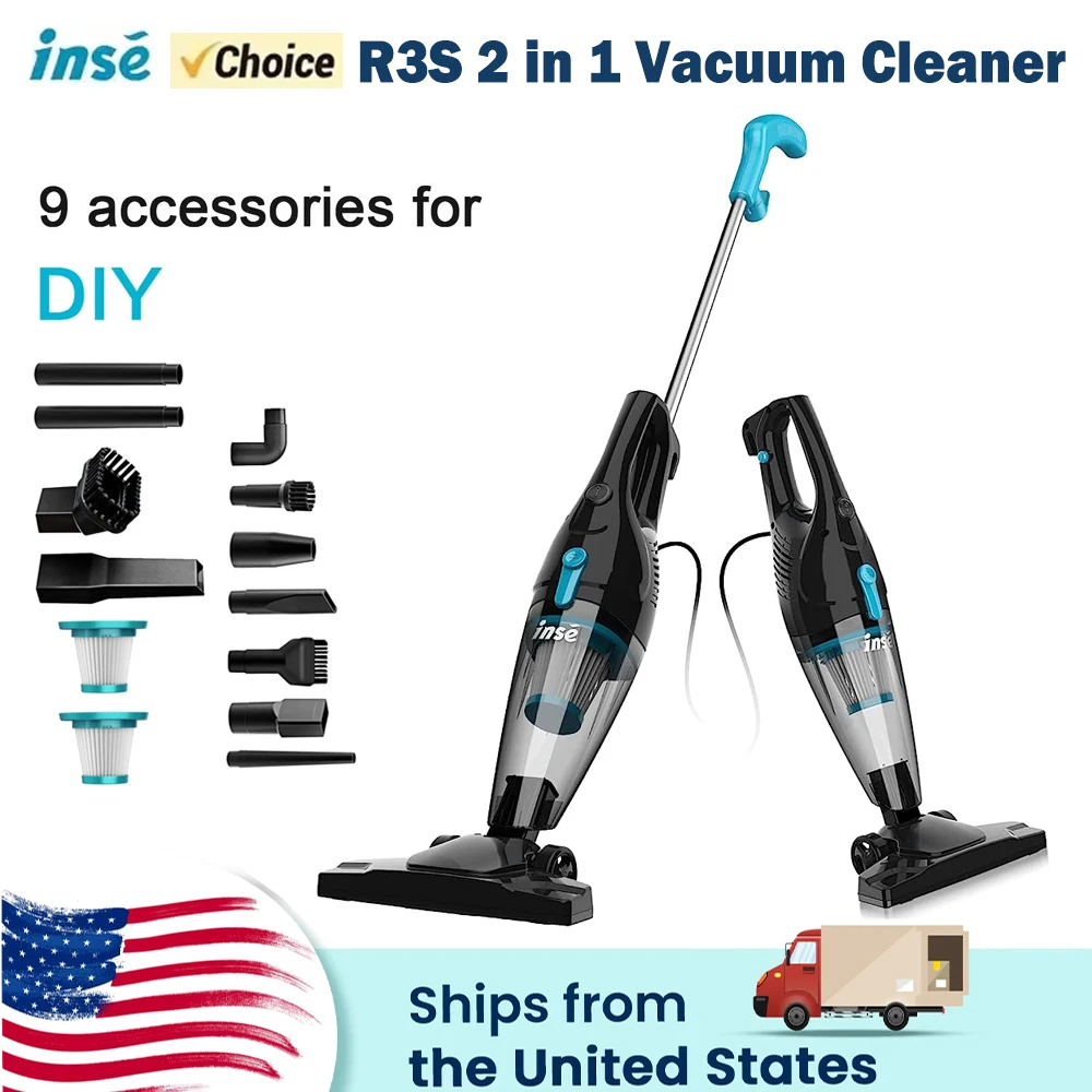 Aspiradora con cable INSE R3S, aspiradora de mano ligera, Motor de 400W, potente succión para suelo duro de pelo de mascota de coche