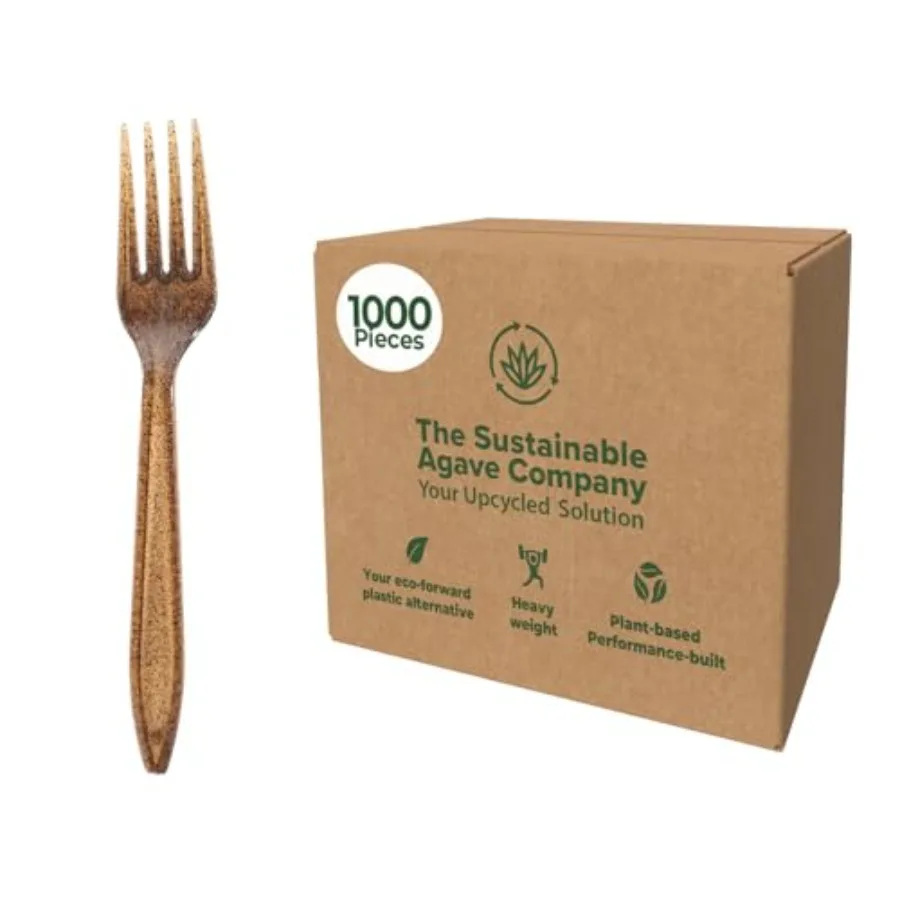 

Sustainable Agave Co - Agave Fiber Forks - Count - Plant-Based Made With Upcycled Materials - Brown Bulk