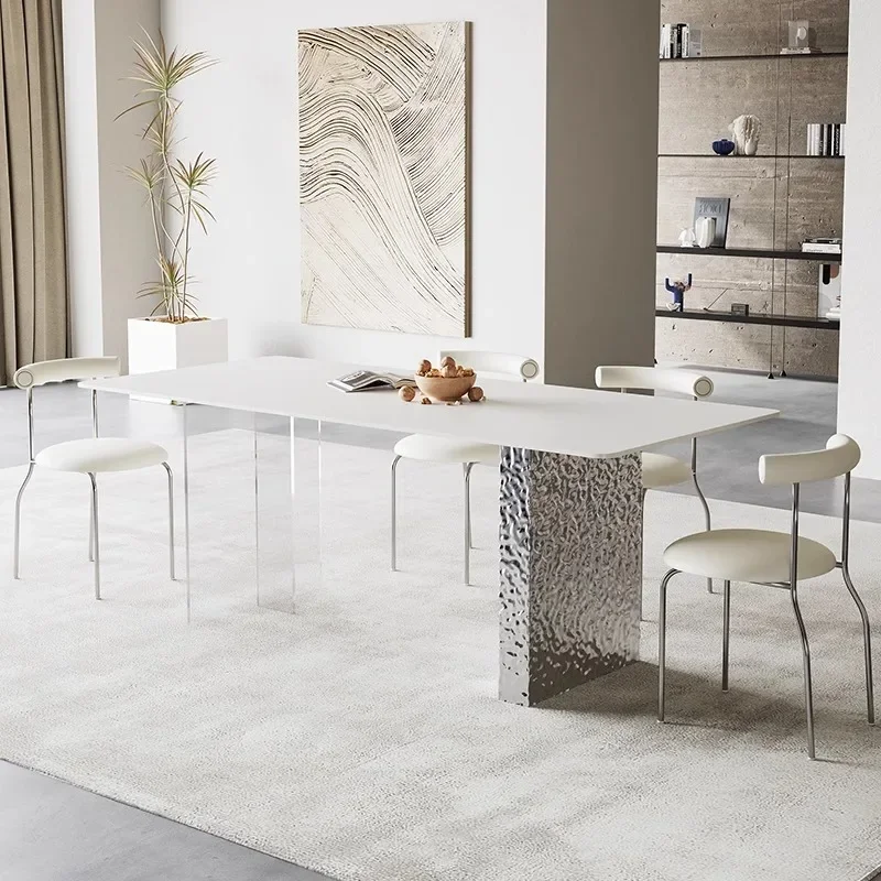 

Minimalist Acrylic Suspended Entryways Dining Table Luxury Corrugated Rock Household Rectangular Rooms Furniture Decoration
