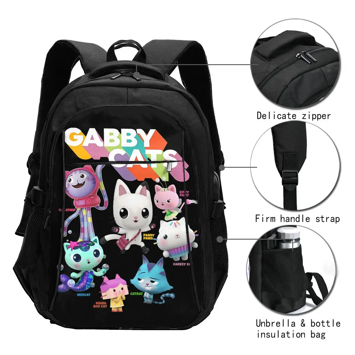 Gabby Dollhouse Travel Laptop Backpack, Business Water Resistant Laptop Backpack with USB Charging Port, College Bag