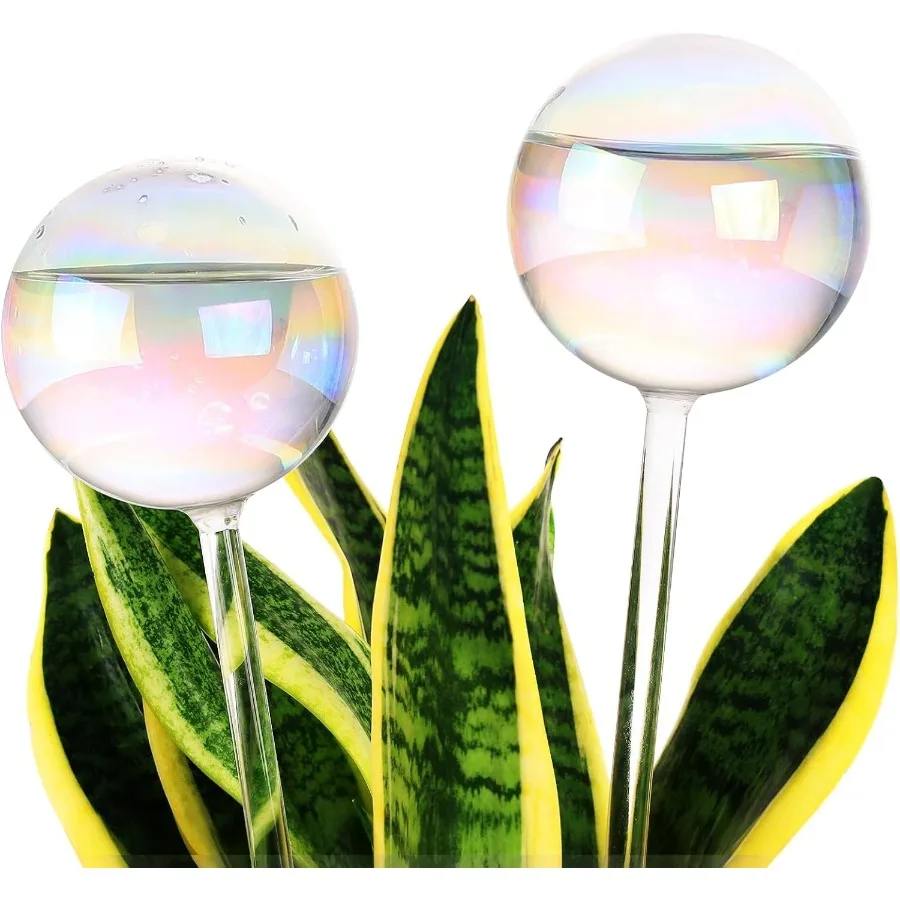 

13 oz Up 2 Weeks Extra Large Plant Watering Globes Iridescent Rainbow Glass Water Bulbs Self Watering Planter Insert Vacation P