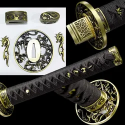 A Set Dragon Guard For Japanese Samurai Katana/Wakizashi Sword Handle Accessory Tsuba+Menuki+Fuchi+Kashira+Habaki+Seppa Fittings