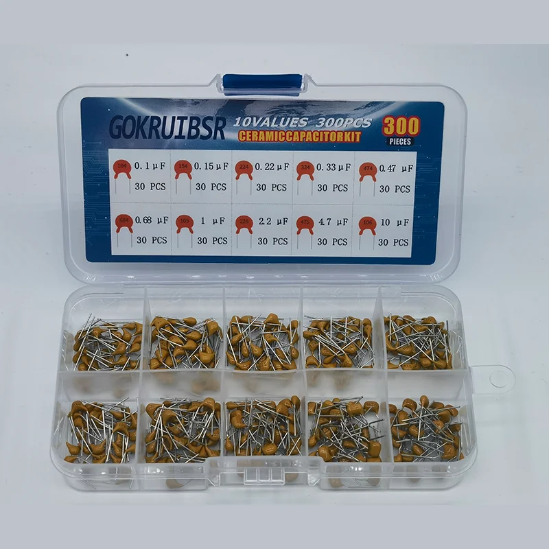 Imagem -02 - Kit de Sortimento Capacitor Cerâmico Monolítico Multicamadas 01 015 022 033 047 068 22 47 10 uf