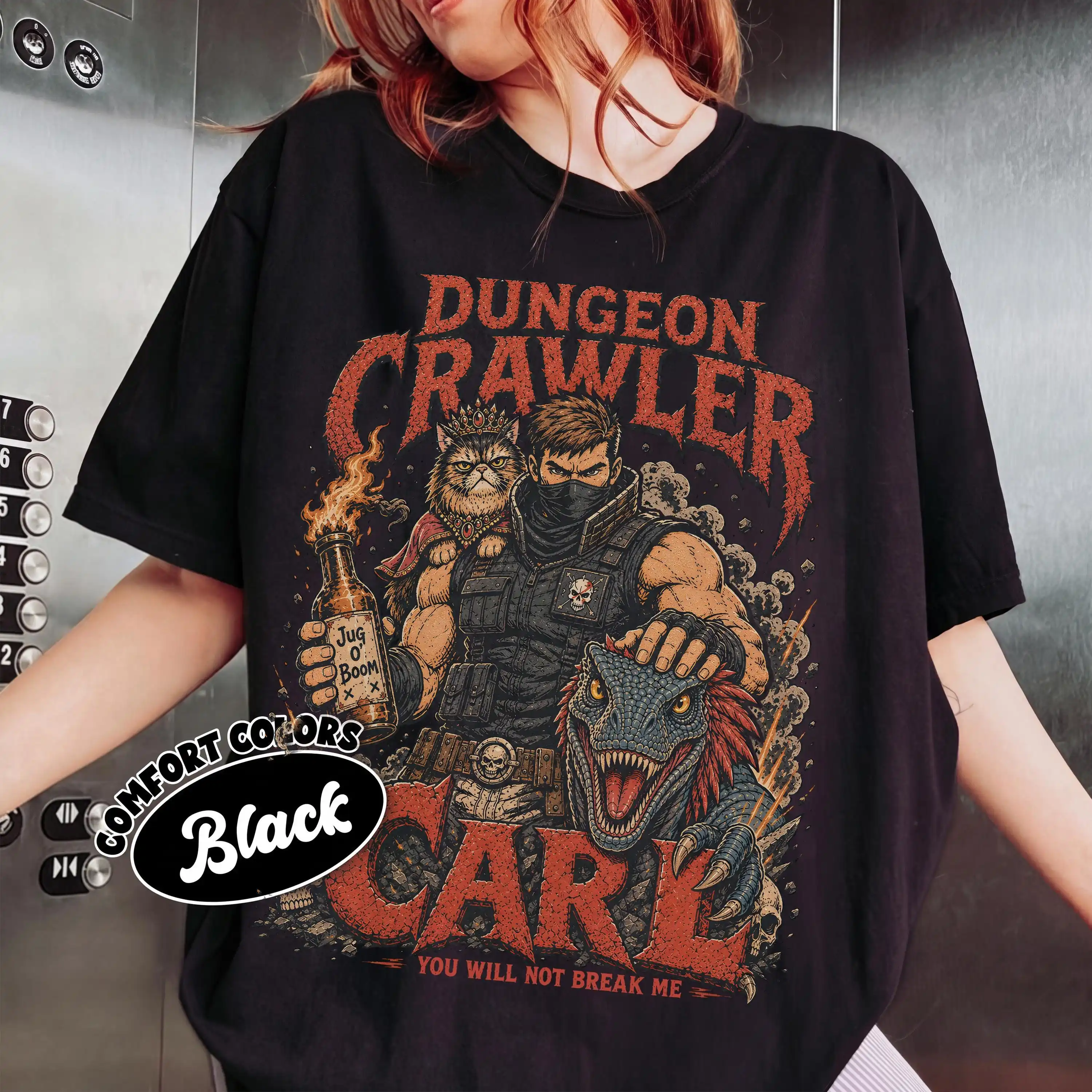Dungeon Crawler Carl Shirt, Princess Donut and Mongo Graphic Tee.