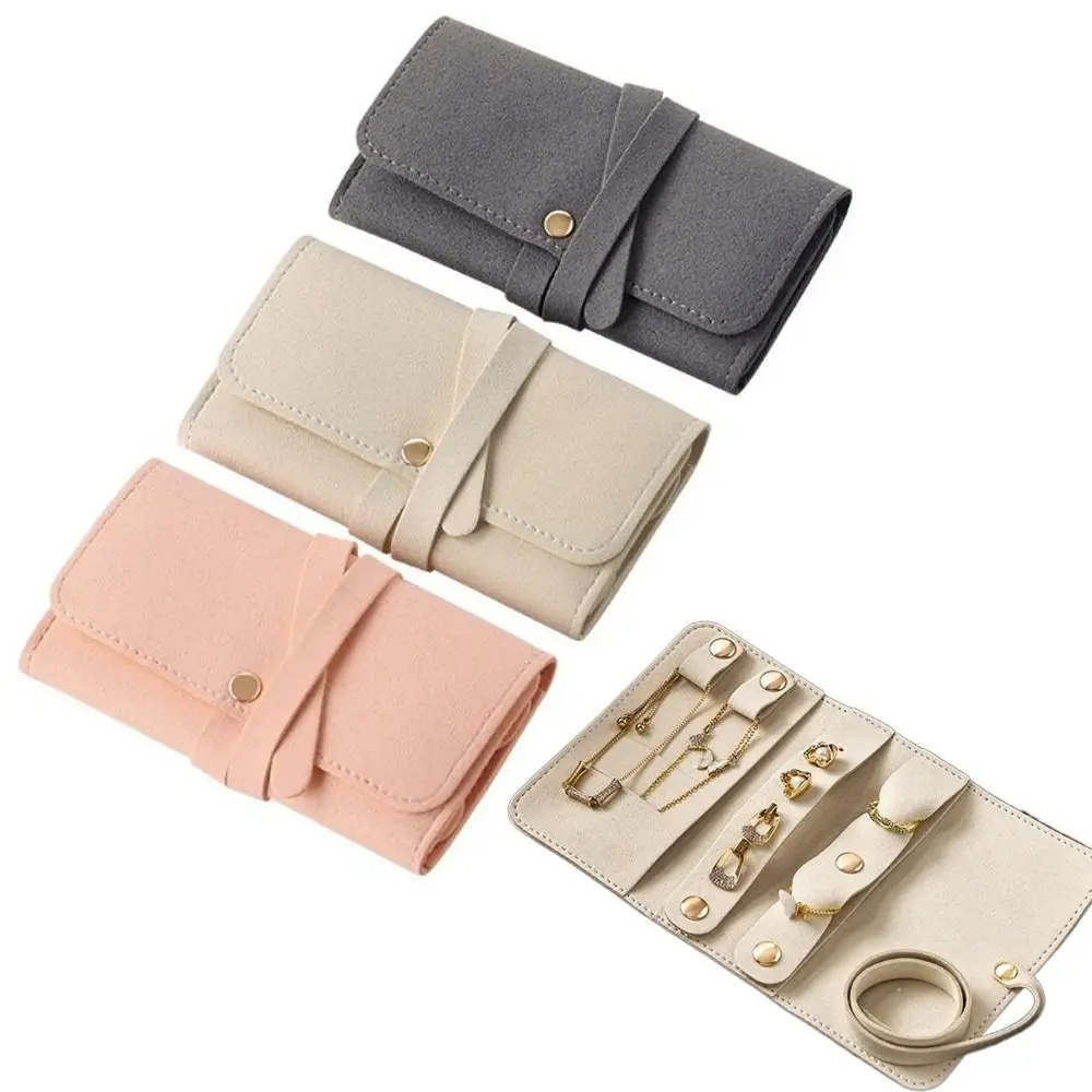 Roll Up Jewelry Storage Bag Portable Foldable Earrings Display Pouch Handheld Packaging Organizer Necklaces Storage Pouch Ring