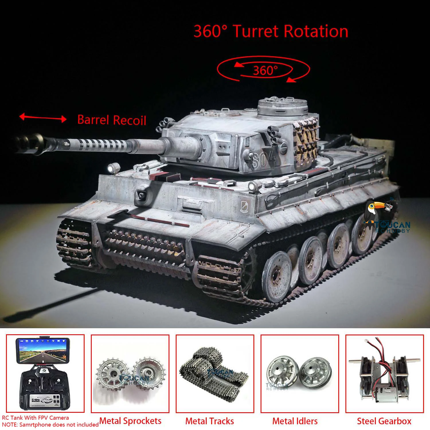 RC Tank 1/16 Heng Long HL German Tiger I Upgrade TK7.0 FPV 3818 Manual Spray Tanks