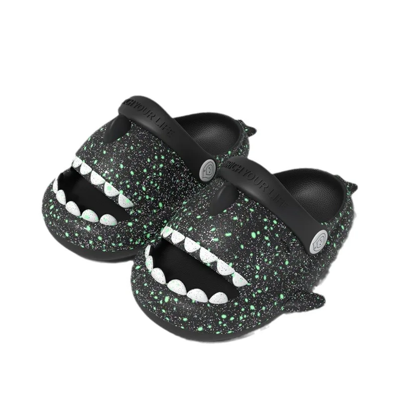 Garden Shoes Children's Shark Night Glow Slippers Summer Boys Girls Baby Slippers Anti Slip Soft Sole Cartoon Beach Slippers