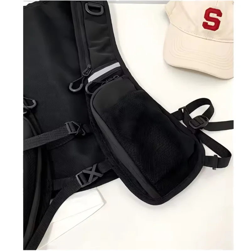 Torba na klatkę piersiową w stylu hip-hop streetwear dla mężczyzn, modna, wodoodporna, taktyczna kamizelka, plecak z funkcjami przechowywania, nylonowe kieszenie. — zdjęcie 3