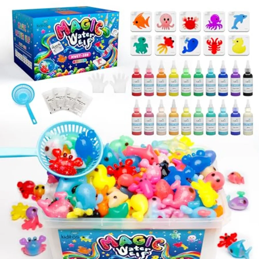 

Magic Water Elf Toy Kit Squishies for,20 Gels and 10 Molds, Magic Gel Water Pets Sensory DIY Craft Kit, Party Favors and Gifts