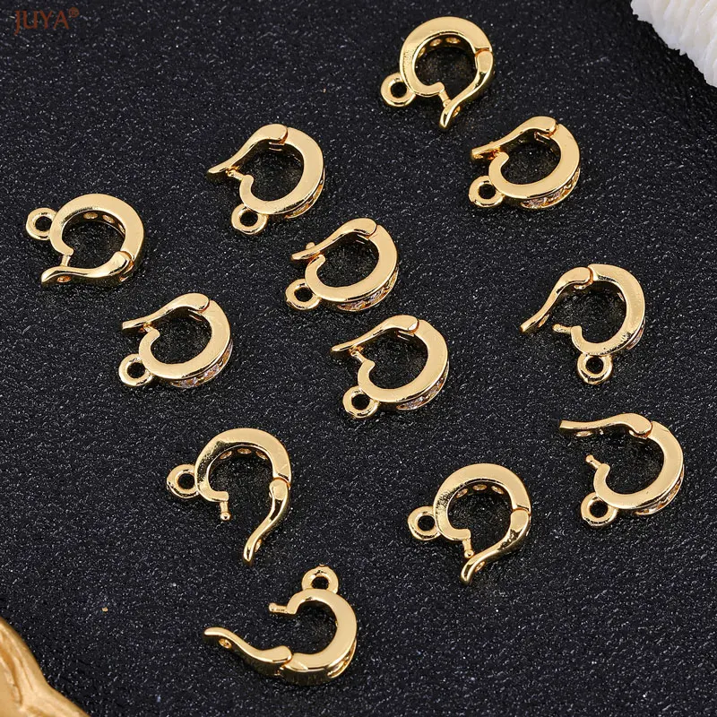 JUYA 18k Gold Silver Plated Copper Hooks Connectors Clasps Fastener For DIY Needlework Pearls Jewelry Making Accessories