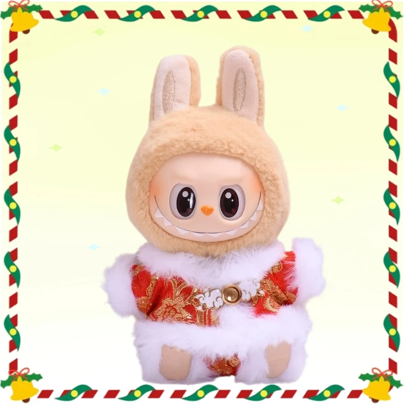 

Кукольная одежда для 15-17 см, одежда Labubu, веселая рождественская шапка, шарф, комплект с изображением лося и снеговика, мини-плюшевый аксессуар для куклы, новогоднее платье, подарок