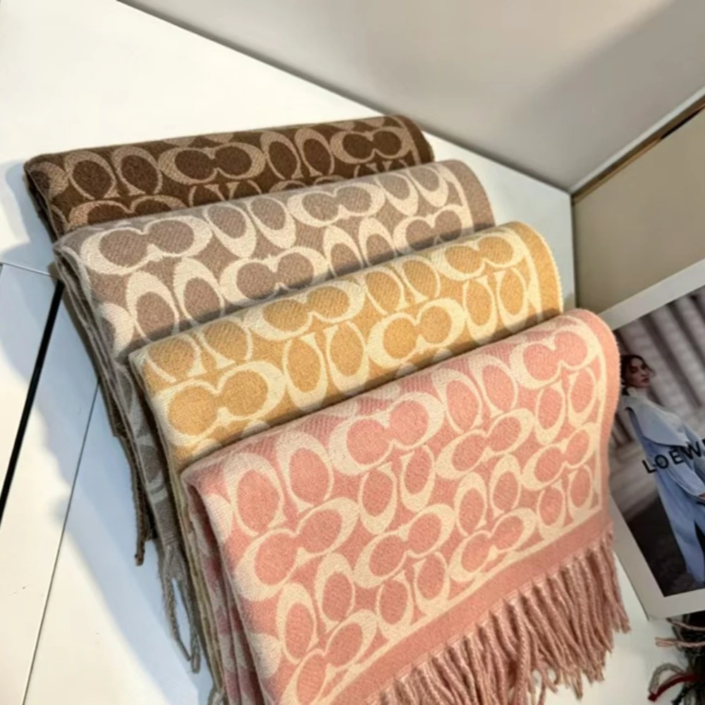 Autumn and Winter Popular Imitation Cashmere Scarf, Women's Double-sided Thick Tassel Shawl, Dual-use Warm and Versatile Scarf