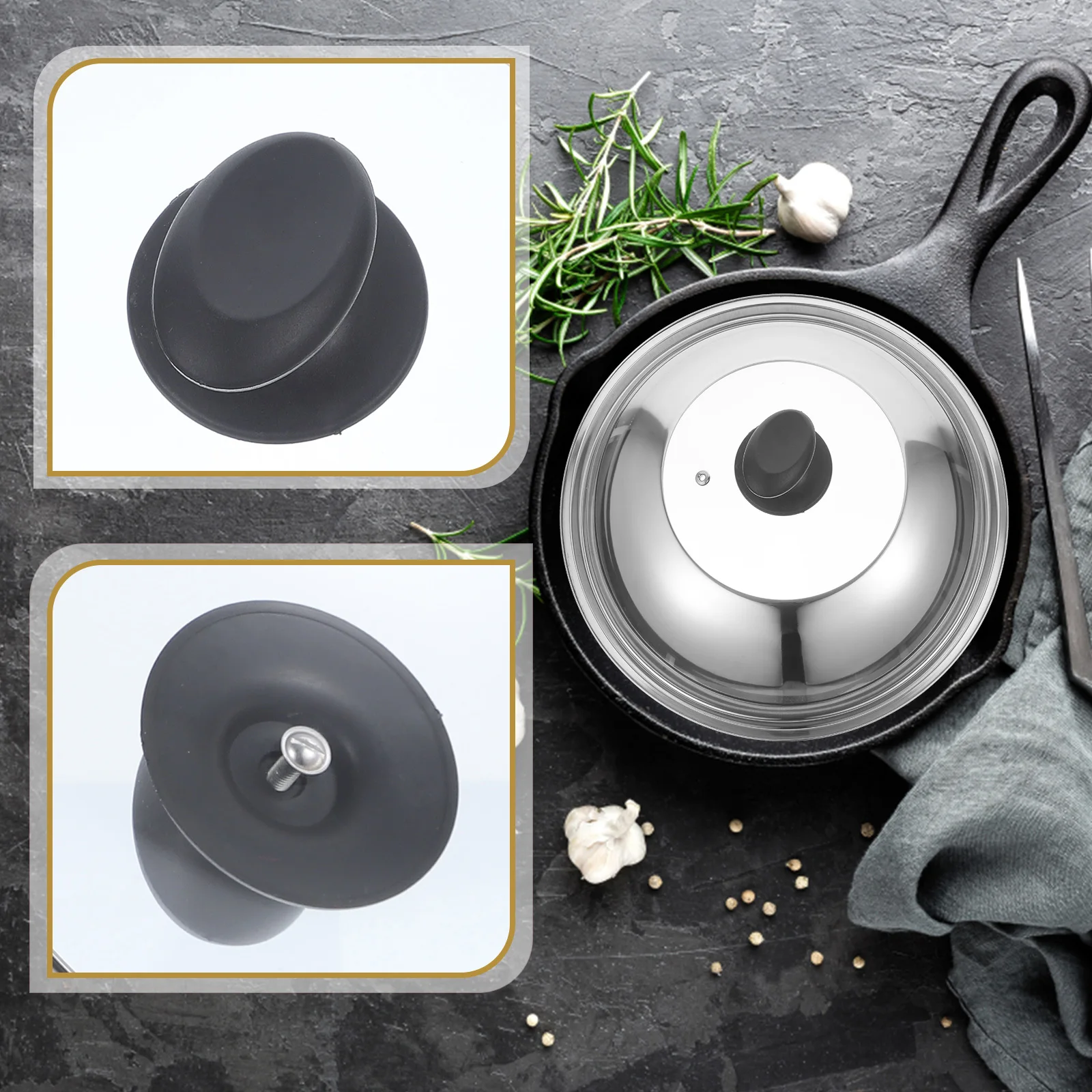

Stainless Steel Pot Lid Universal Fit Visible Cooking Cover Heat Resistant Handle Easy Clean Kitchen Gadget for Wok Pan Cookware