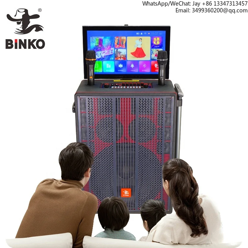 

Умная домашняя караоке-система с Wi-Fi, новейшими песнями 2024 года, деревянный динамик-тележка со светодиодным экраном, уличный музыкальный автомат