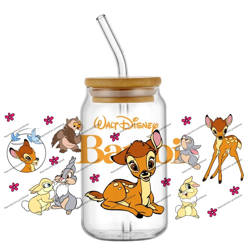 

Новый мультяшный фильм, милый палевый Бэмби, 3D наклейка, УФ DTF, обертывания чашек для 16 унций, водонепроницаемая переводная наклейка, очки, сделай сам, кружка, наклейка для телефона