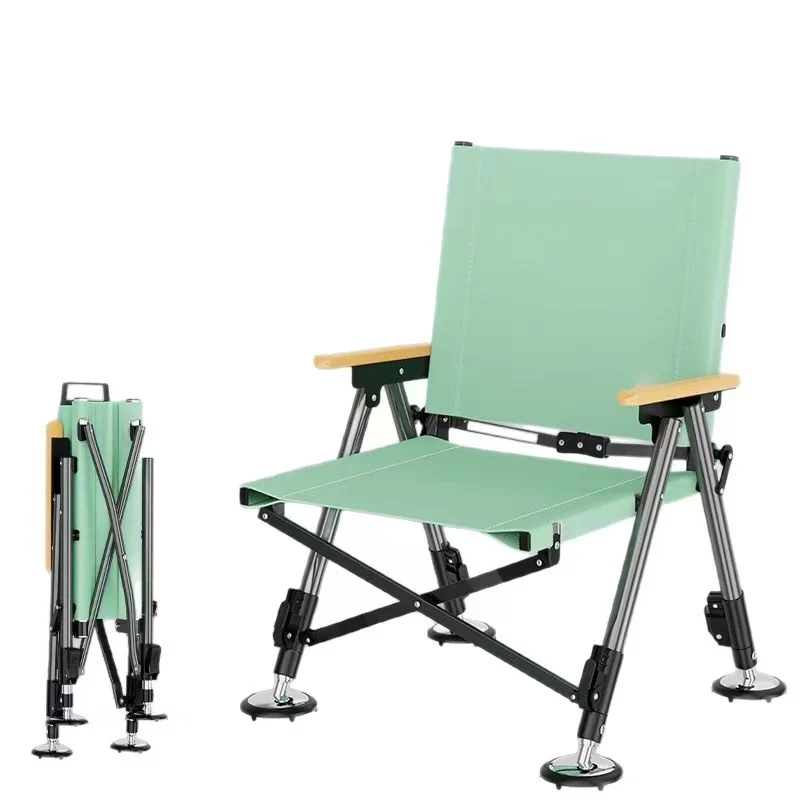 All Terrain Fishing Chair Carbon Steel Frame Non Slip Feet Adjustable Legs for Grass Sand Gravel