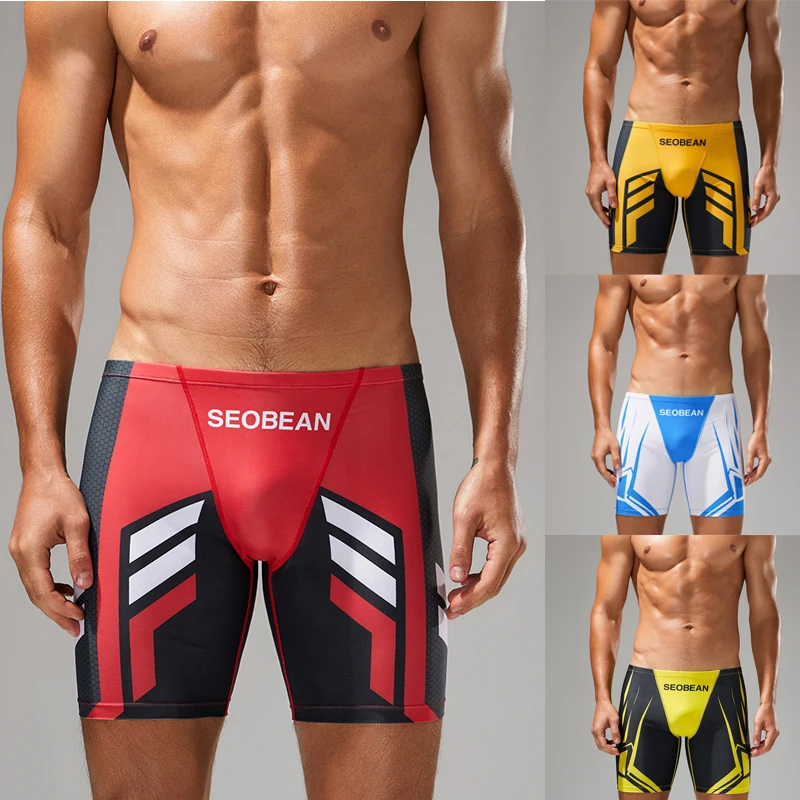 New Men Quick-Dry Boxer Brief Multi Color Summer Swimming Pants Beach Hot Spring Three Way Swimming Shorts