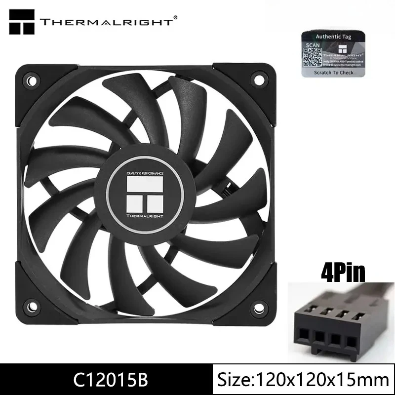 Kipas Pendingin CPU Seri Thermalright TL-C12015 120X120X15Mm 4pin PWM Casing Komputer Kipas Pendingin Senyap Kipas Performa Ultratipis