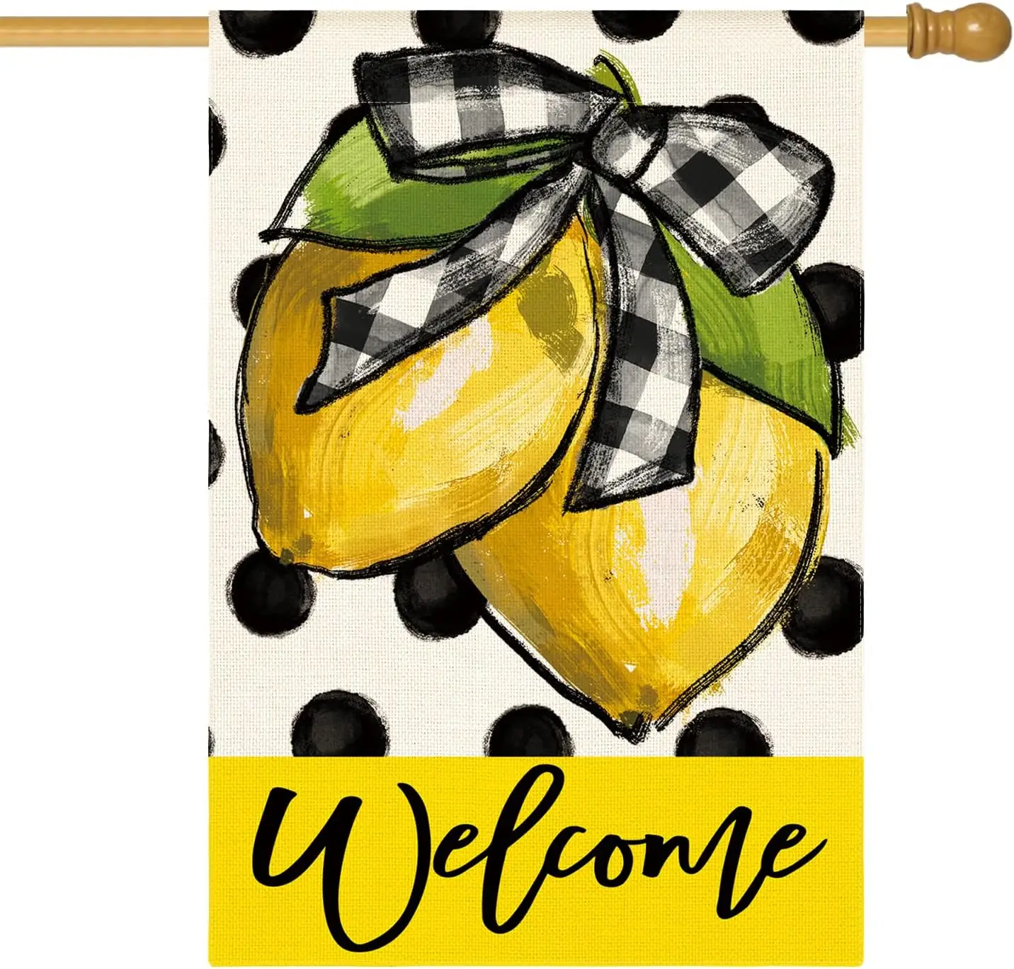 AVOIN colorlife Polka Dot Welcome Lemon Summer House Flag 28x40 Inch | Double Sided, Weather & Fade Resistant, Yard Outd uui