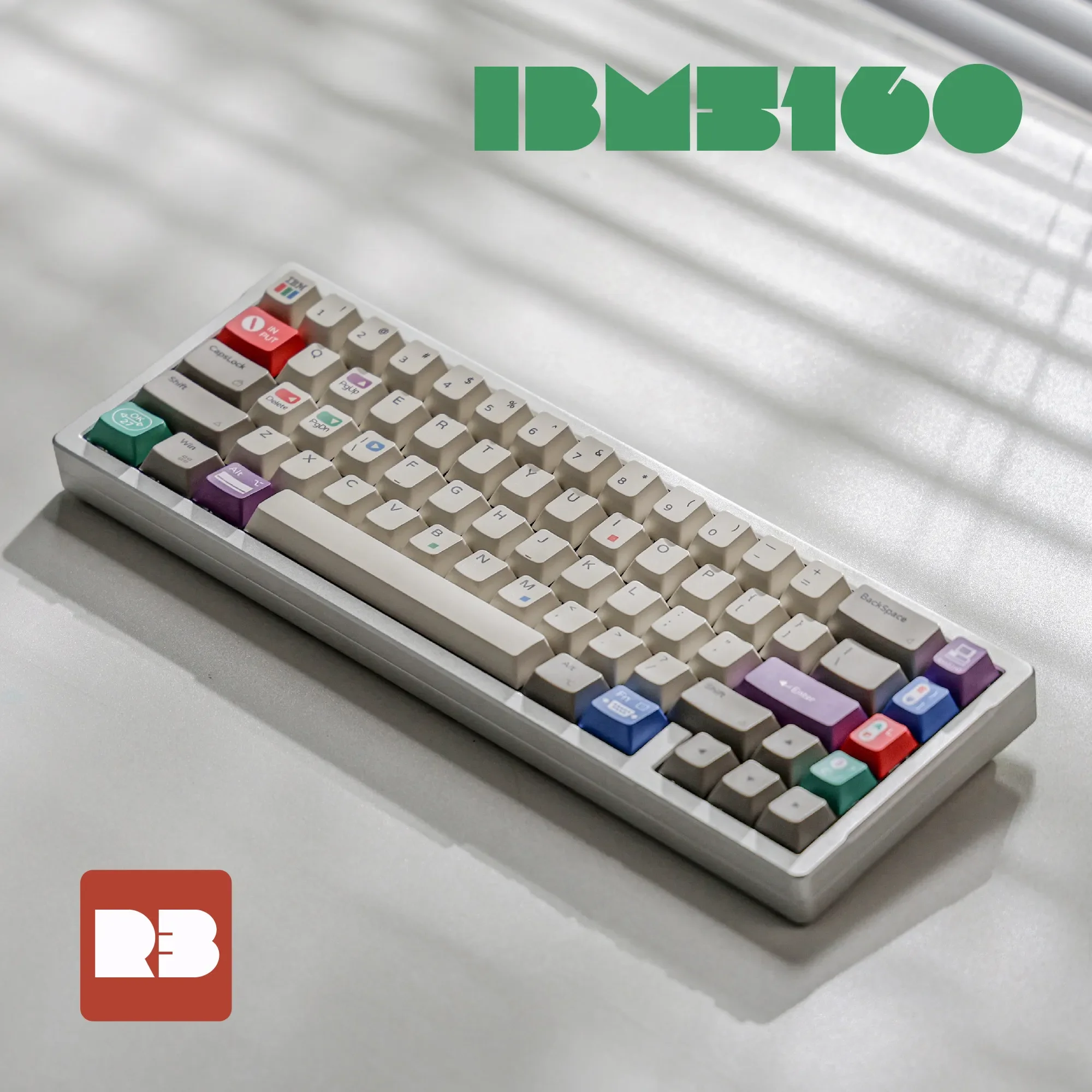 Custom Retro IBM-Style R3 Keycaps Dye-Sub PBT Warm Beige, MX Stem for Mechanical Hall-Effect Keyboards, Non-IBM Third-Party Set