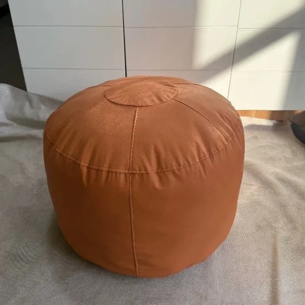 PU Leather Seat Cushion Cover Waterproof Minimalist Leg Bench Cover Round Large Capacity Storage Bench Cover Toy Storage