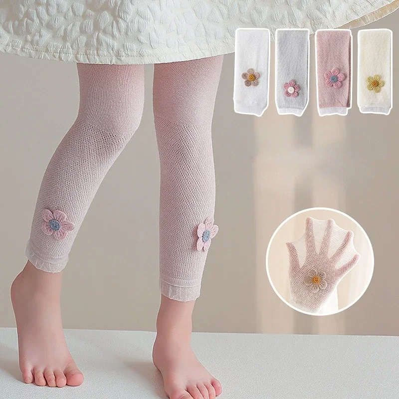 Leggings crayon en coton pour filles, pantalons pour enfants, vêtements pour enfants, dessin animé, fleur, style fjKorean, 1 à 8 ans, été, nouveau,