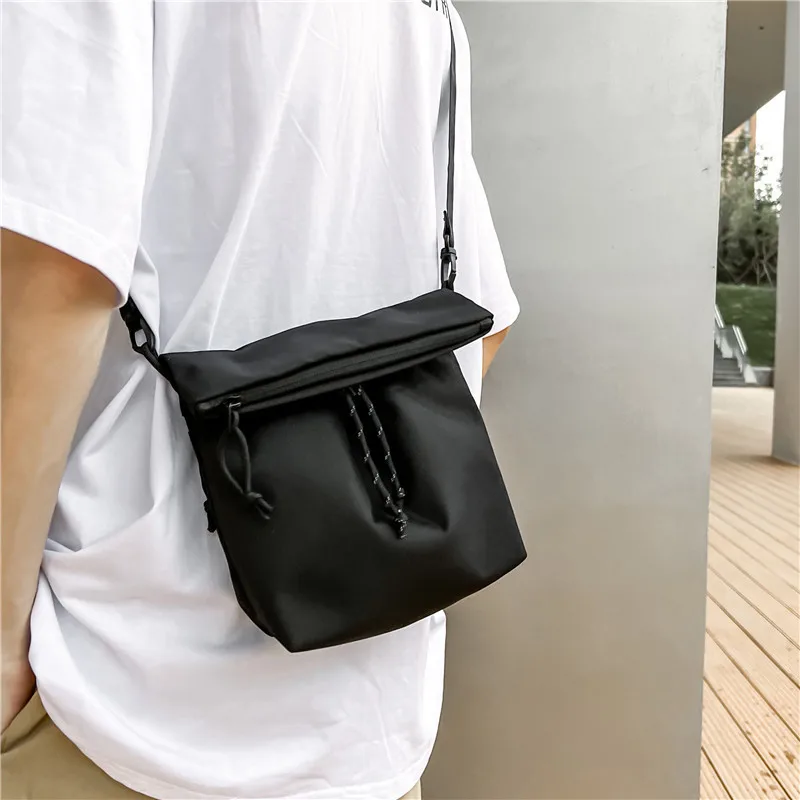 Unisex Shoulder Crossbody Bags Concise Solid Small Square Purse and Handbags Casual All-match Nylon Korean Version