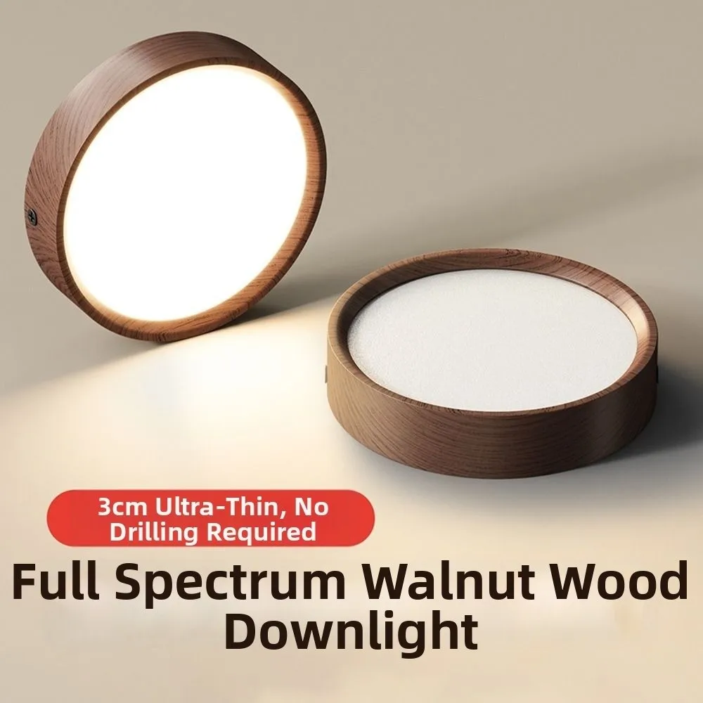 Walnut Wood Grain LED Ceiling Light 3 Color Change Light Ultra Thin Circular Ceiling Lamp 7W 12W 15W 24W Modern Spot Light