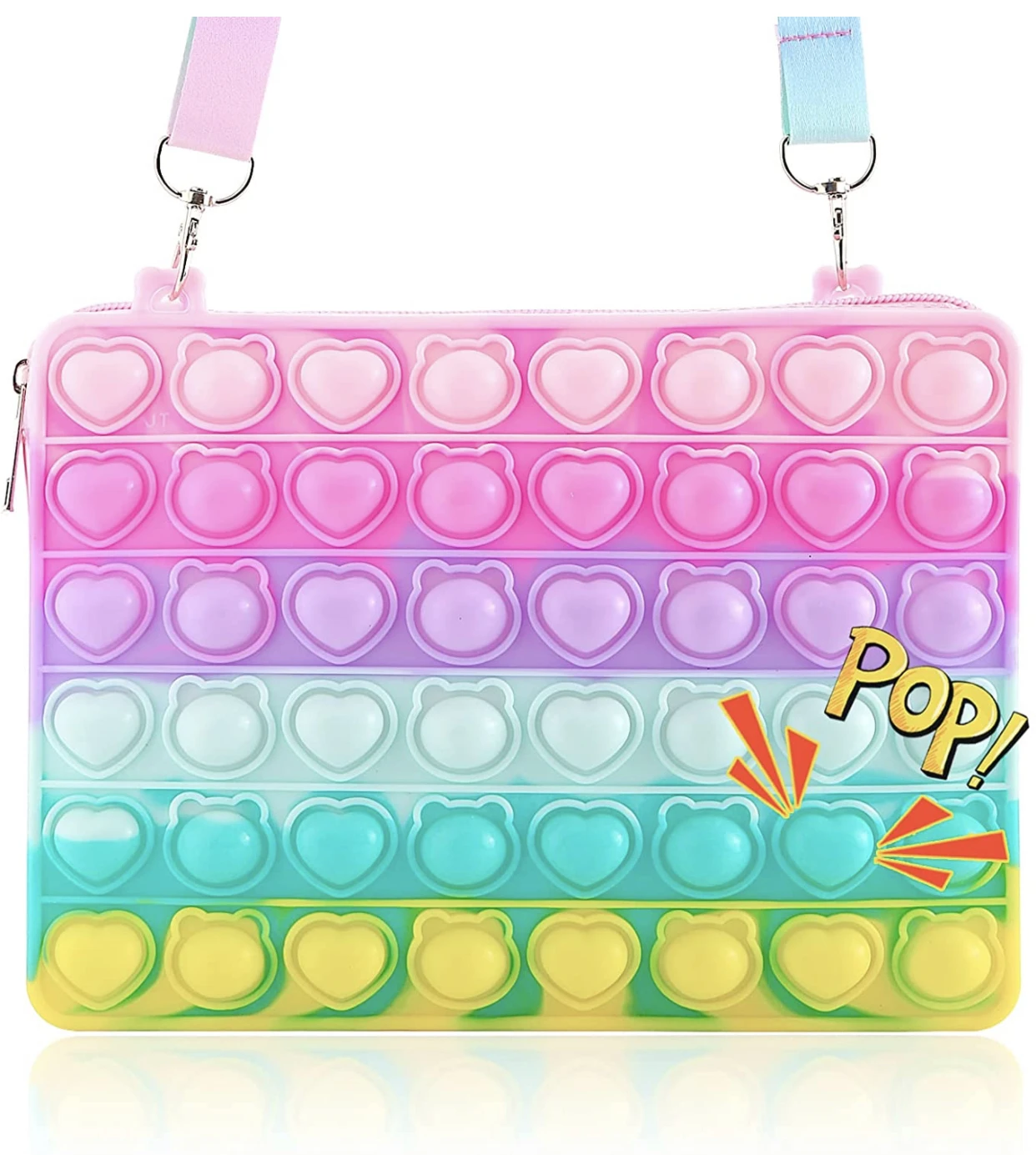 Pop It Crossbody Bags for Girls Kids Dimple Toy Handbags Purse Stress Release Push Popper Bubble Push Silicone Bag