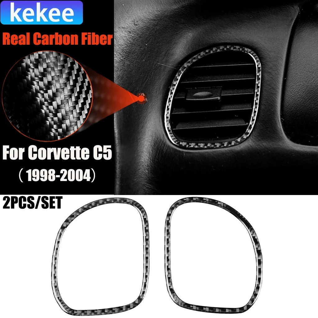 ألياف الكربون اكسسوارات السيارات المشارك الطيار تنفيس الهواء تعديل غطاء الكسوة الداخلية ملصق لشروليه كورفيت C5 1998-2004