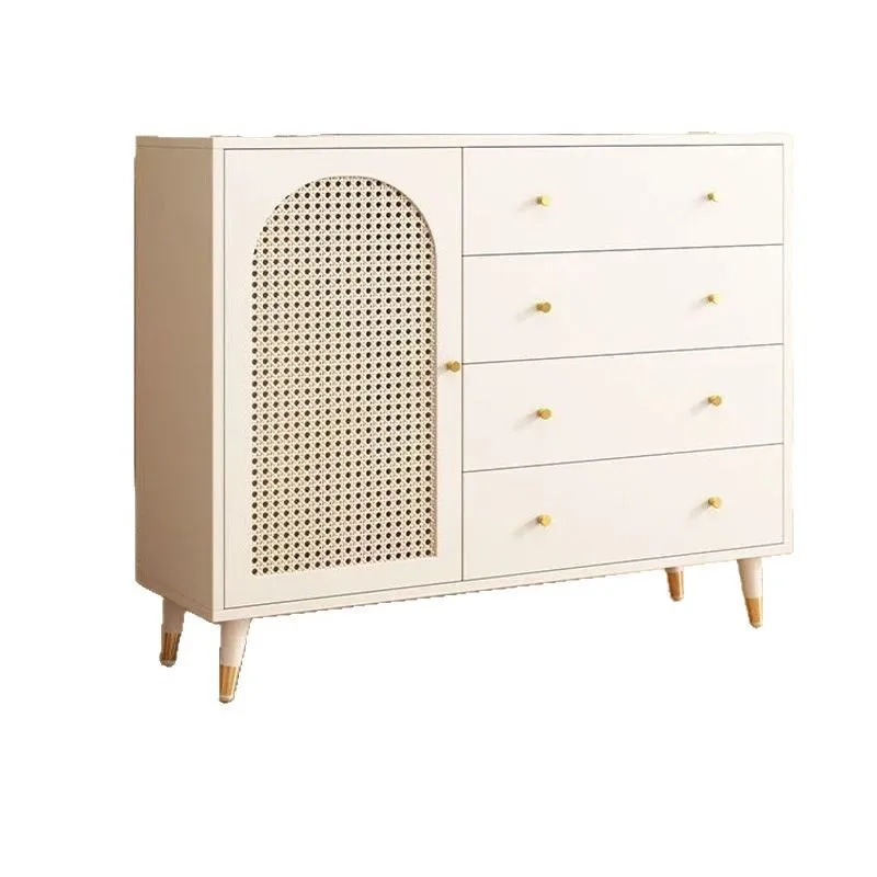 

New Black Rattan Bucket Cabinet Side Cabinet French Retro Living Room Dining Room Wall Storage Cabinet Multifunctional Locker