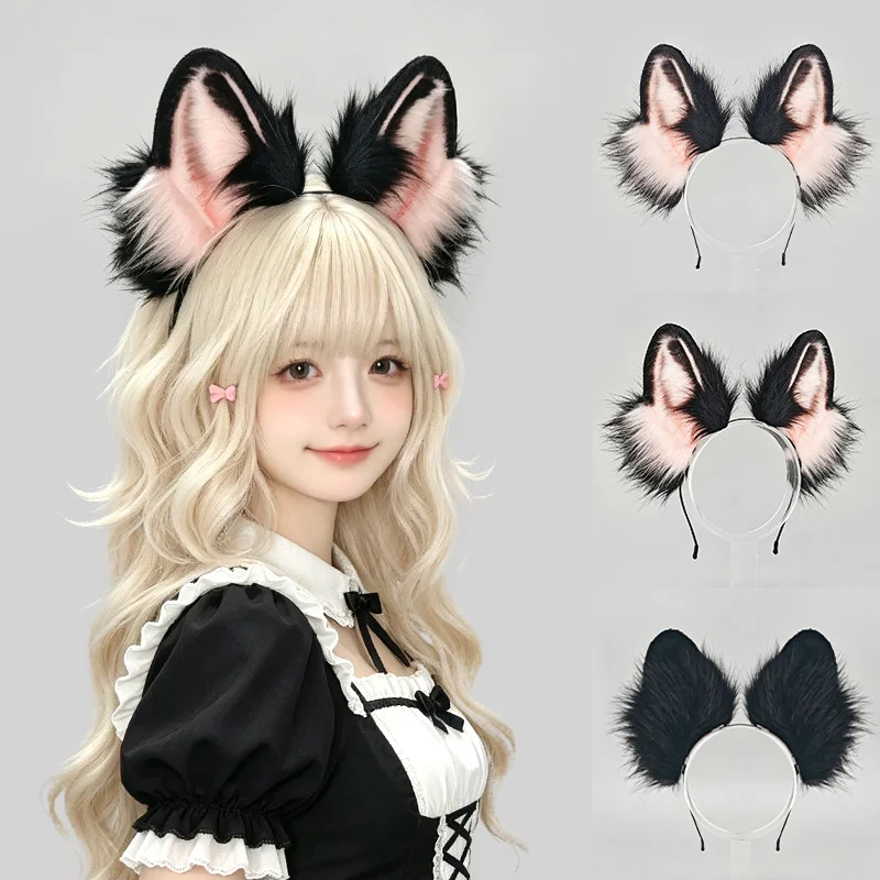Faux Fur Dog Ears Headband, Fluffy Animal Cosplay Props Bernese, Mountain Realistic Cat Ear Hair, Hoop Kawaii Costume Gift New