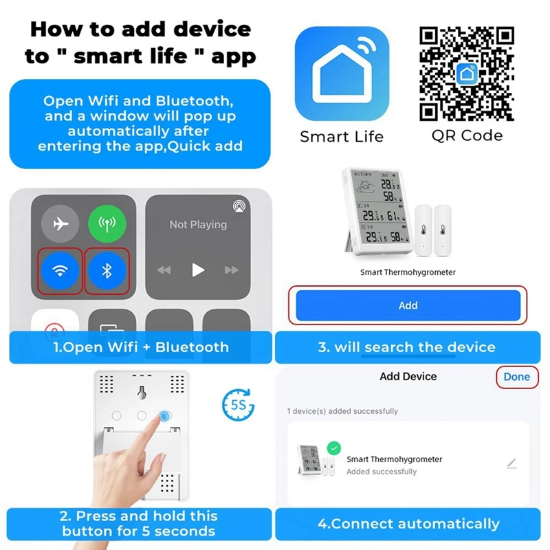 Wifi Smart Temperature Humidity Monitor With Sensor APP Remote Control Digital Temperature Humidity Sensor Voice Control