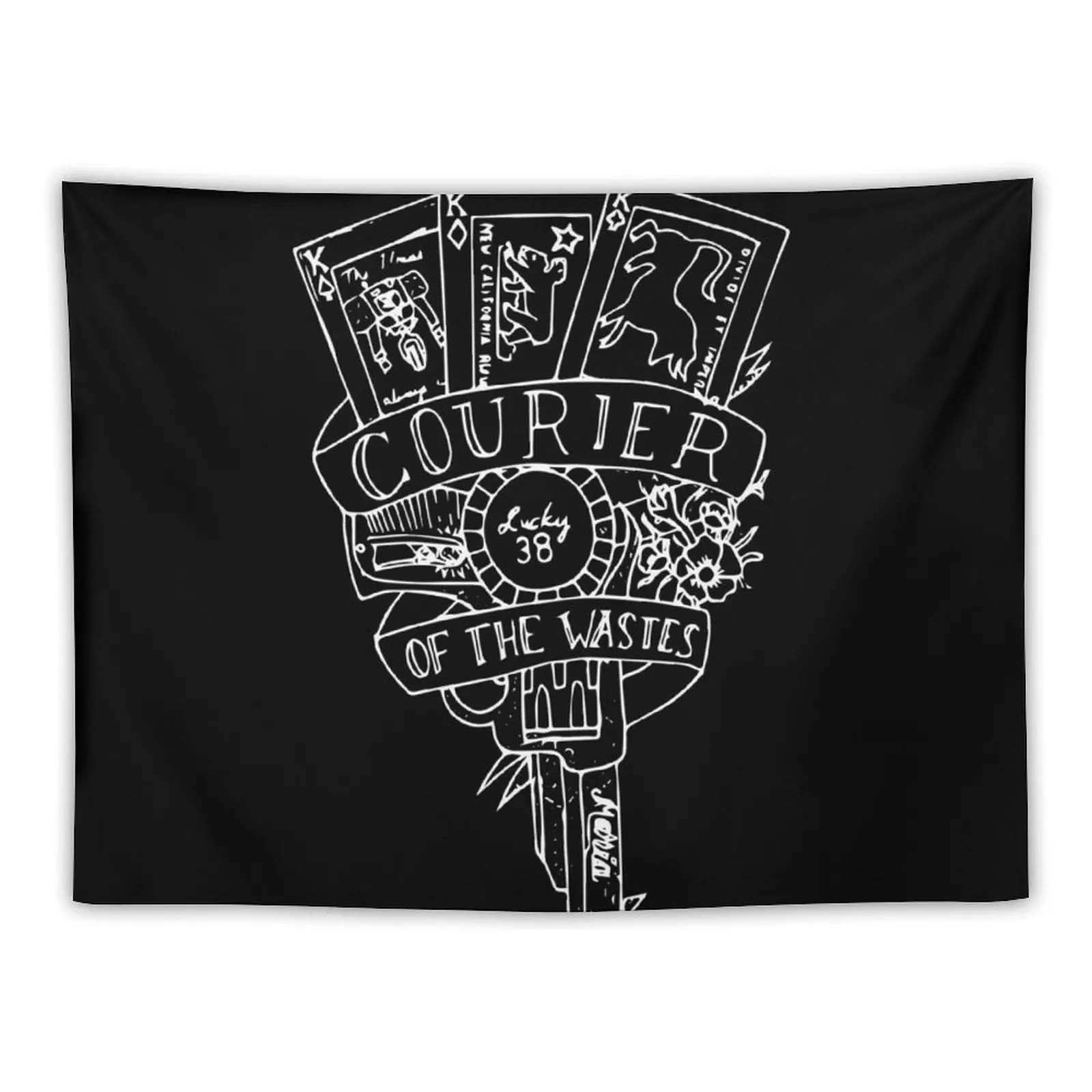 courier flash // white on black version Tapestry Room Decoration Aesthetic Bedrooms Decor Carpet Wall Tapestry