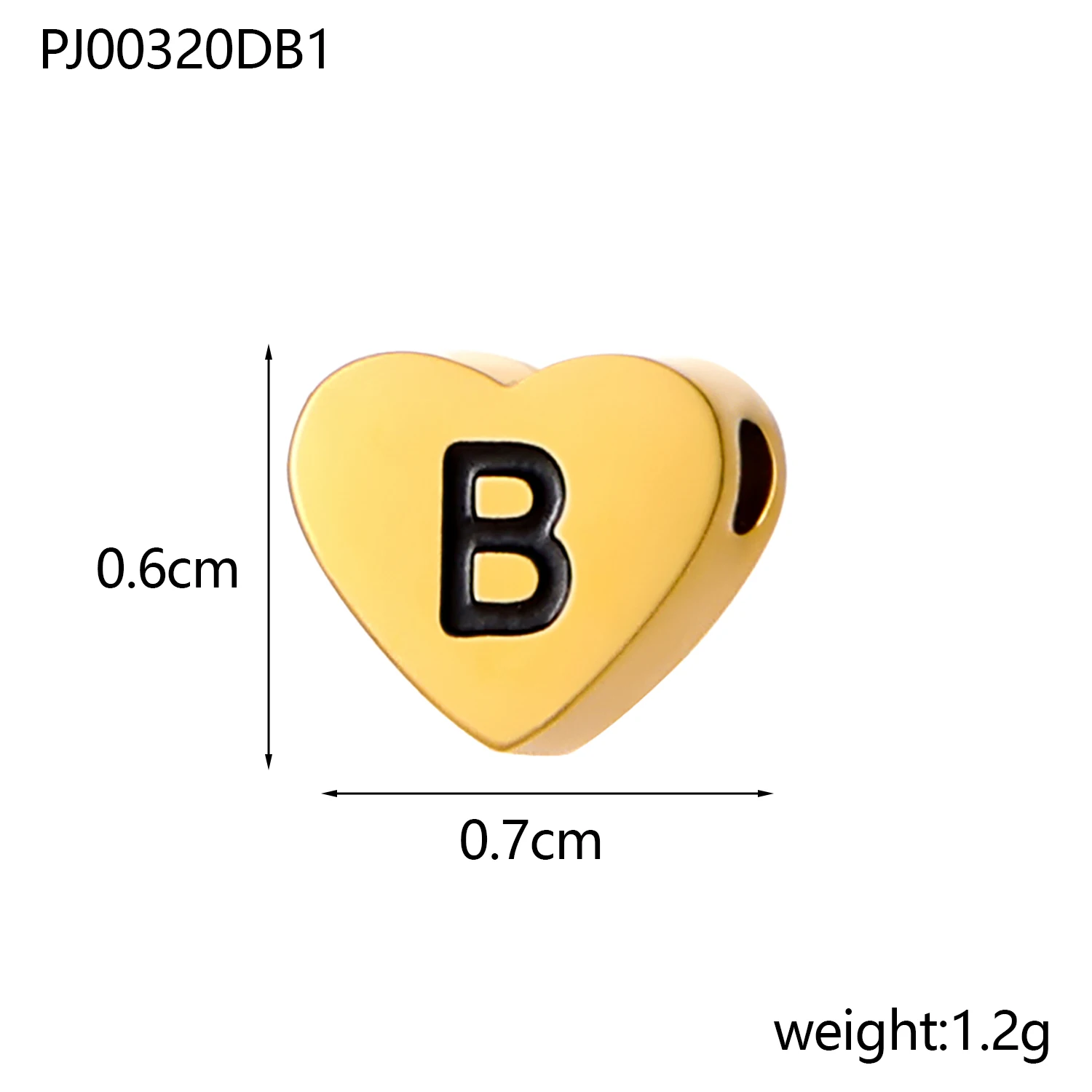 CARLIDANA Stainless Steel Alphabet Pendant Jewelry Accessories Gold Plated Black Letter Charm Heart Initial Beads for Jewelry