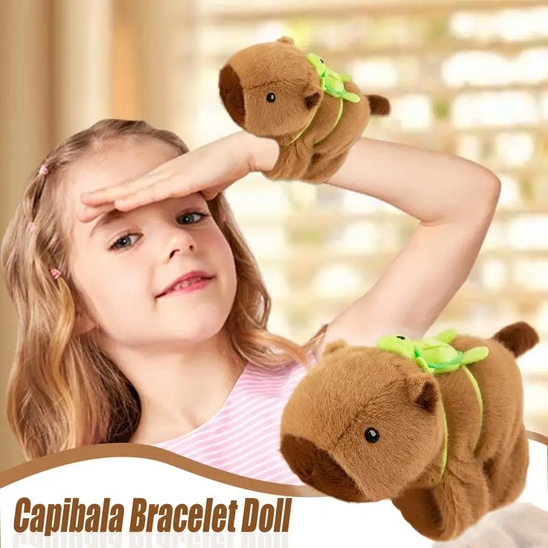 Capybara Bracelet Cartoon Capybara Stuffed Animal Soft Plush Toy Cute Doll Pendant Wristband Animal Wrist Accessories for Home