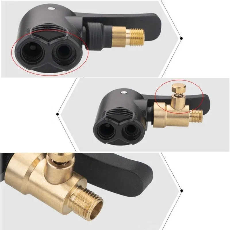 2-in-1 Pump Nozzle & Air Chuck Adapter - Universal Hose for Bicycle Motorcycle & Inflatable Valve Connector