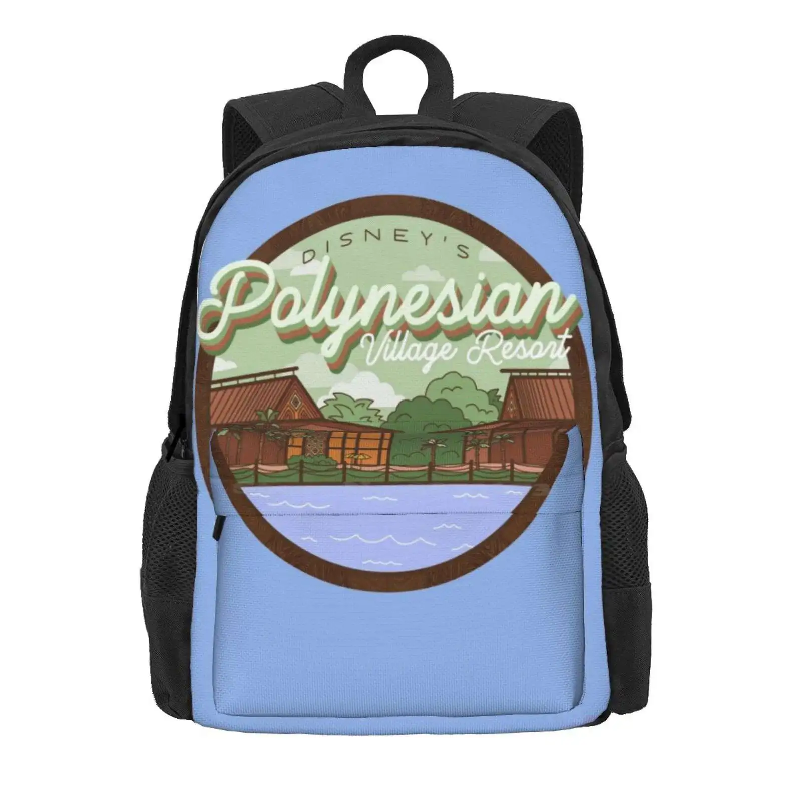 Polynesian Village Hot Sale Schoolbag Backpack Fashion Bags Resort Hotel Retro Cute Trendy Fun World Green Orange Wood