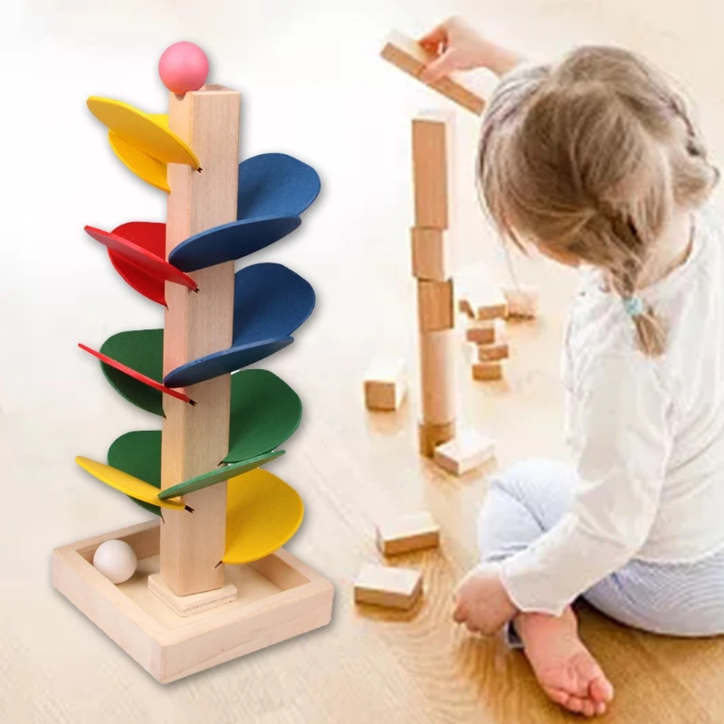 1Set Developmental Stacking Set Tree Tower Wooden Forest Tumble Learning Toy