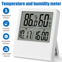 Digital Indoor Outdoor Thermometer Hygrometer LCD Screen Electronic Temperature Humidity Monitor Clock Weather Station