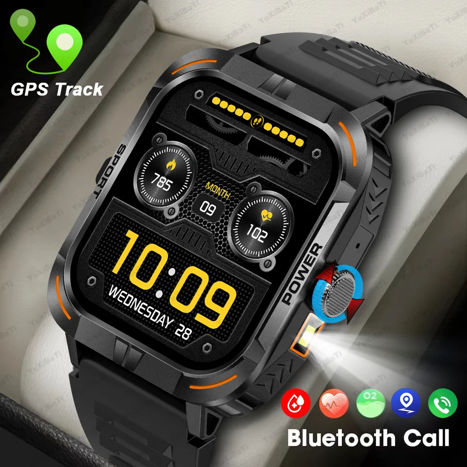 Rugged Military Smart Watch Men AMOLED Outdoor Watches lP68 Waterproof 1.97