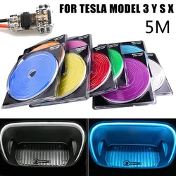 5M Led Strips Lights for Tesla Model X 3 Y S Neon Atmosphere Lamp LED Car Front Trunk Frunk LED Modified Surround Light Strip