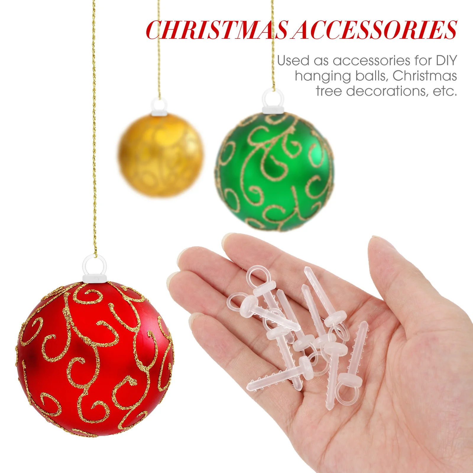 

100Pcs Foam Ball Caps Christmas Hanging Pendant DIY Props Ball Decorations Holder Creative Balls Accessory Tree Balls DIY Kits