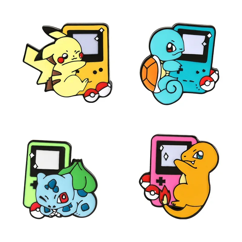 Pokemon Figures Anime Pikachu Brooch Cartoon Eevee Charmander Squirtle Model Badge Student Enamel Pins Kids Christmas Gifts