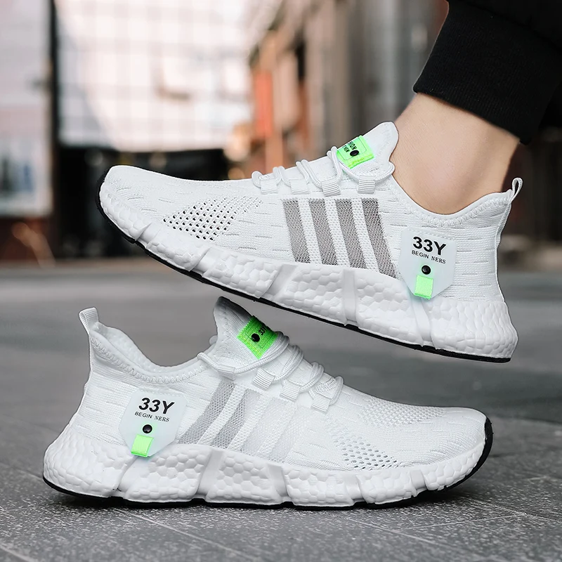 

Breathable Mesh Men Shoes Trendy Lightweight Walking Flats Plus Size Male Tennis Sneakers Outdoor Running Fitness Shoes 2024