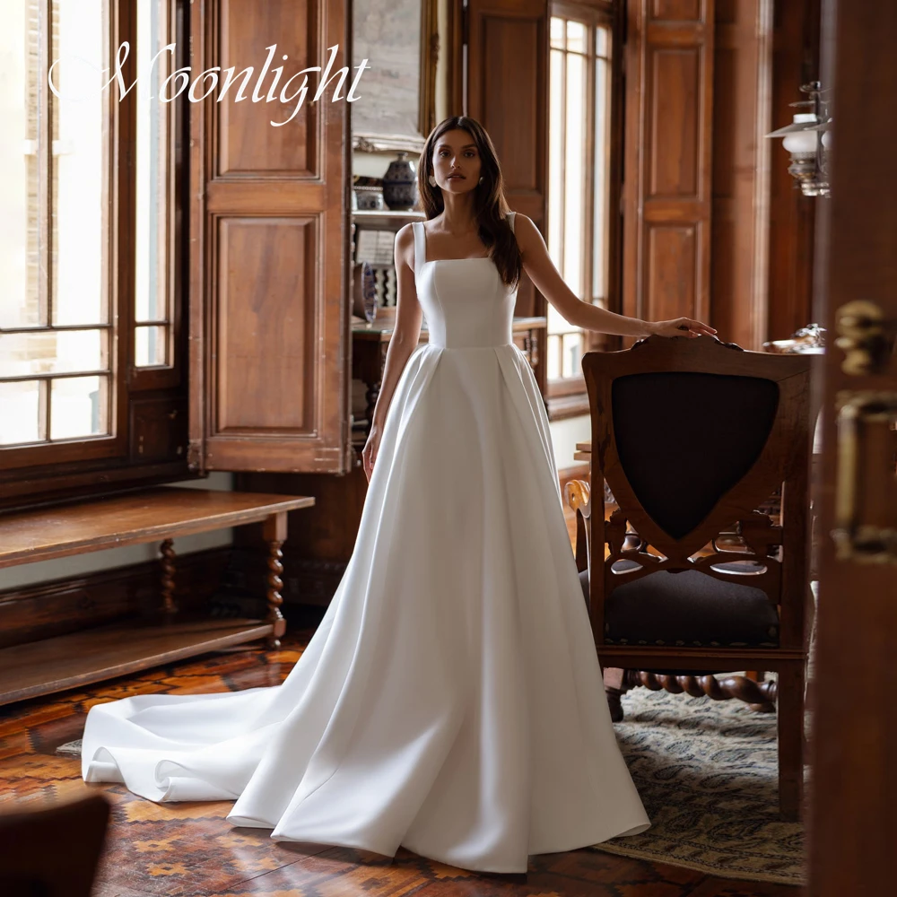 

Женское свадебное платье трапециевидной формы принцессы со складками и квадратным воротником, 2026, на тонких бретельках, без рукавов, с открытой спиной, Vestidos De Novia по индивидуальному заказу