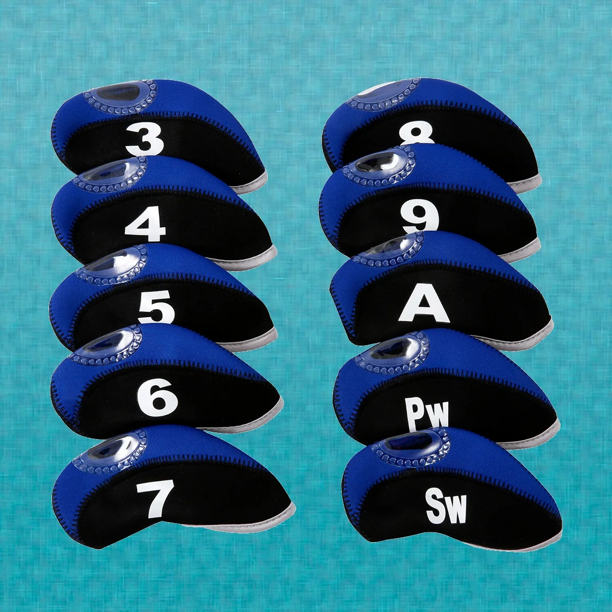 

10 Pcs Quality Neoprene Golf Iron Covers Set For Putter Design And Black