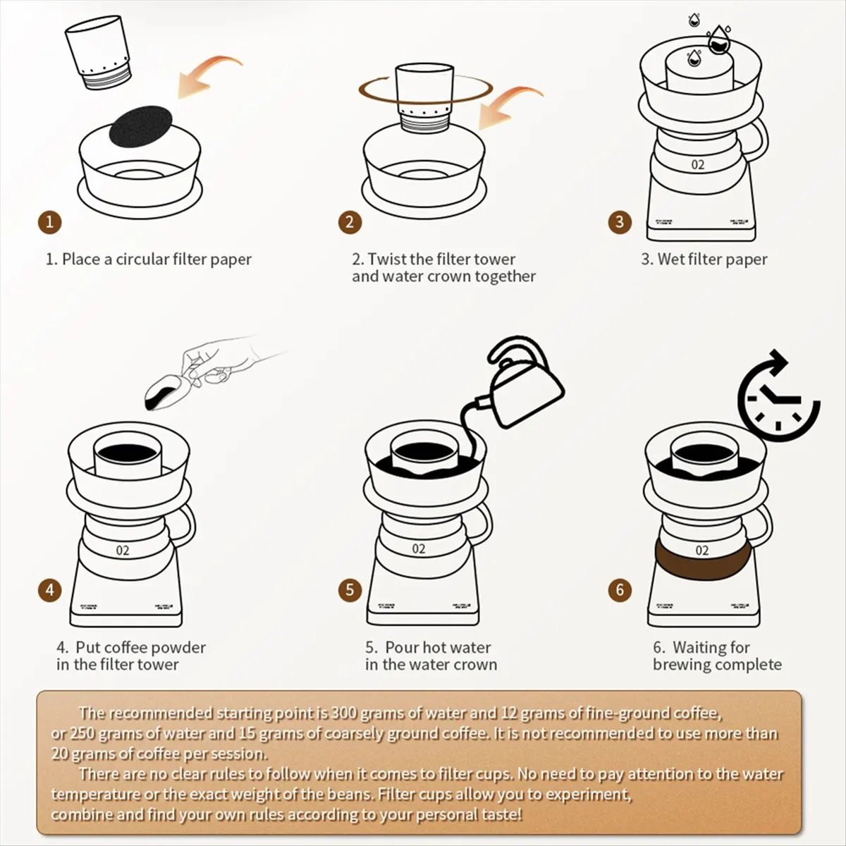 BHBL Coffee Brewer Cup Detachable Espresso Coffee Filter Cup with Filter Papers Compatible for Hoop Coffee Brewer
